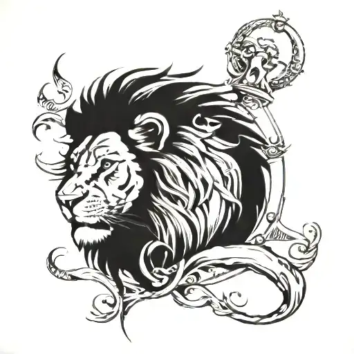 Lion And Seafarer Half Sleeve