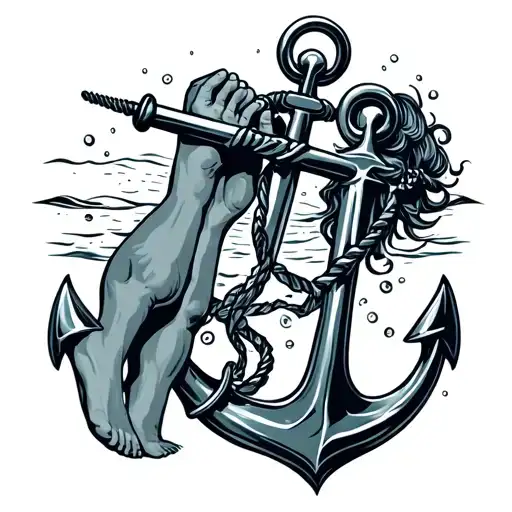 Anchor Pulling Someone By Their Feet Underwater