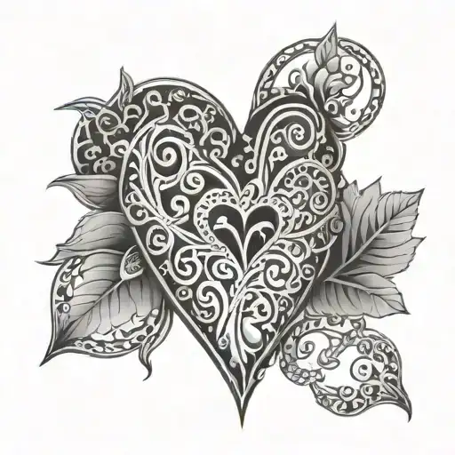 A String Of Hearts With A Mandelia Patterned Heart