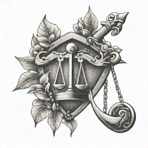 Libra Zodiac Sign With Padlock And Arrow Piercing
