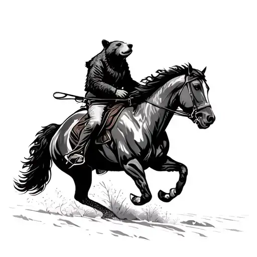 Bear Riding A Horse Galloping