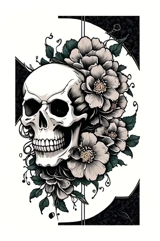 Hanafuda Earrings With Small Skull