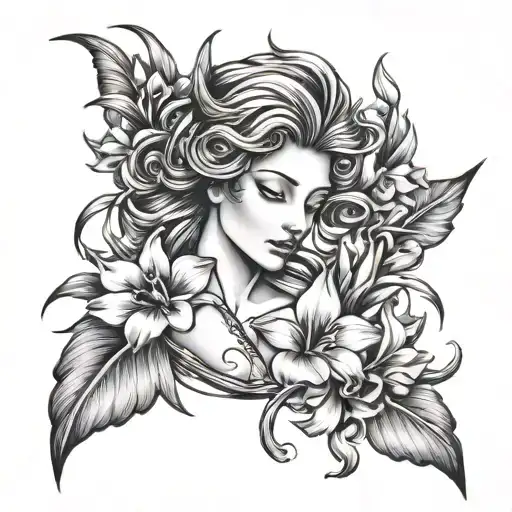 Virgo And Gladiolus Flower Intertwined