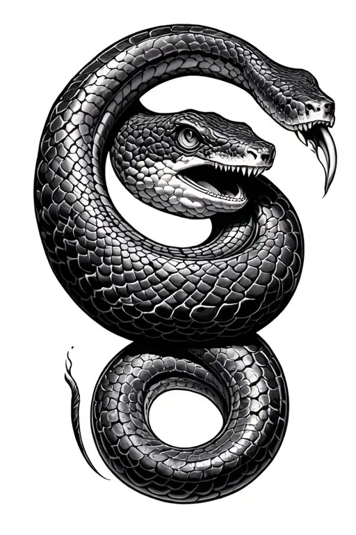 Snake Eating Its Own Tail In A Circle