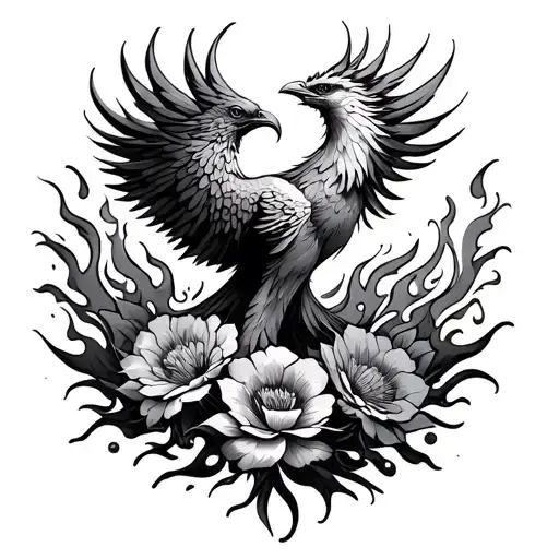 Phoenix Flowers Flames Back