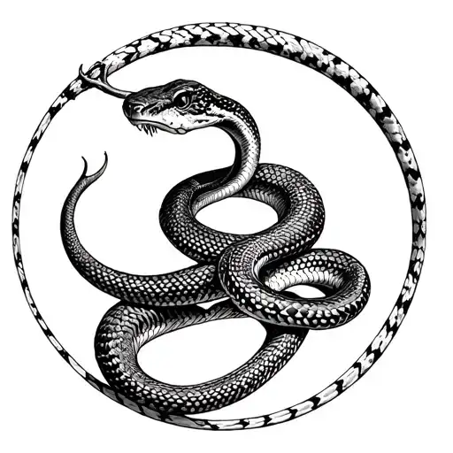 Snake In A Circle Eating Its Own Tail