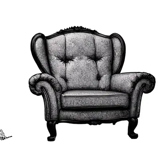 Fine Line Black And White Of The Painting Above The Simpsons Couch