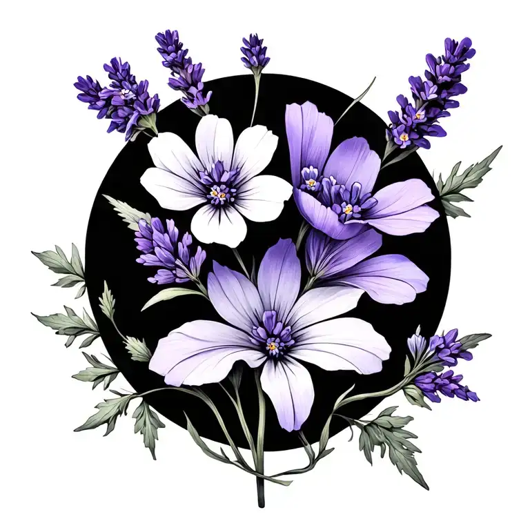 Lavender And Forget Me Not Flower Intertwined