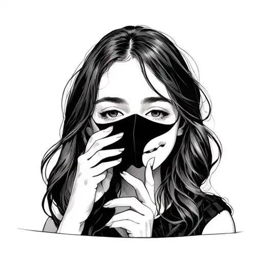 Sad Faced Girl Removing A Happy Mask