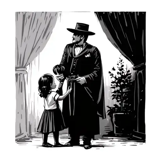 The Master Daddy Is Standing Facing The Little Girl