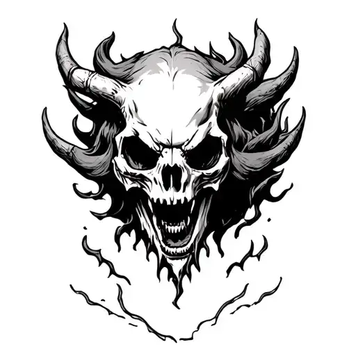 Cerberus Skull In The Pits Of Hell