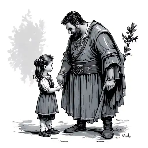The Master Daddy Is Standing Facing The Little Girl In The Role Play