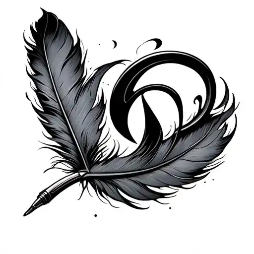 Infiniti Symbol Incorporating Music And A Feather Pen