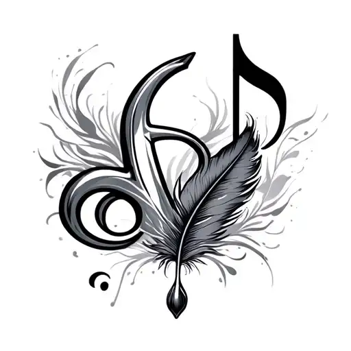 Infiniti Symbol Music Notes And A Feather Pen