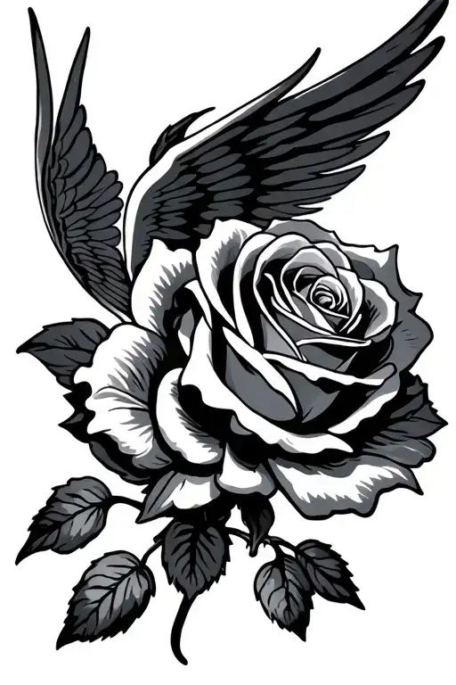 Rose With Wings Flying