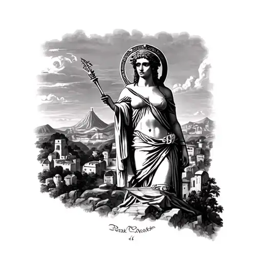 Athena And In The Background Landscape Of Five Lands In Italy