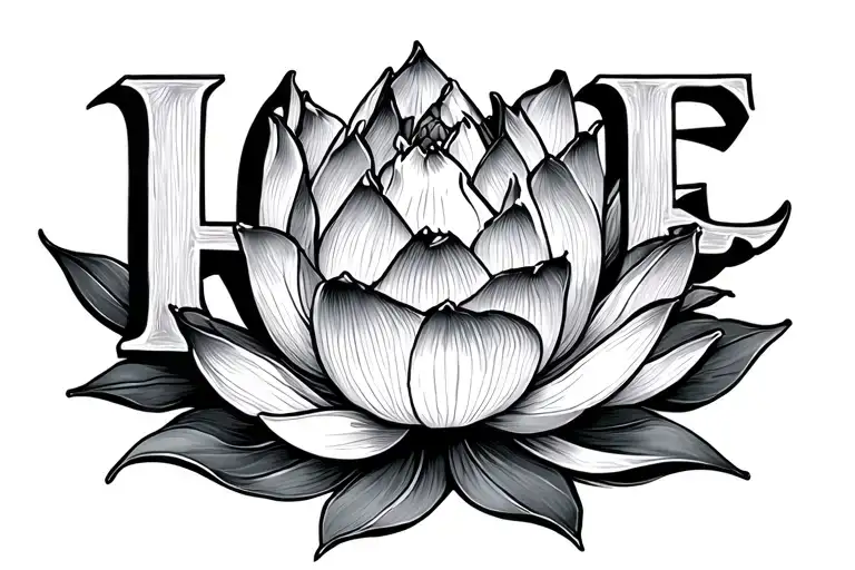 The Word Hope With A Lotus Flower Next To It