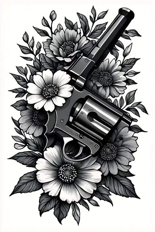 Revolver With Flowers