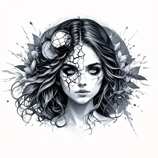 Broken Lantern Between Womans Head Profile Holding