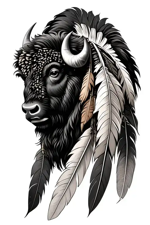 Bison Indian Feathers
