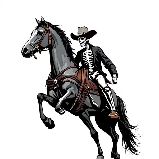 Skeleton Cowboy Riding Horse