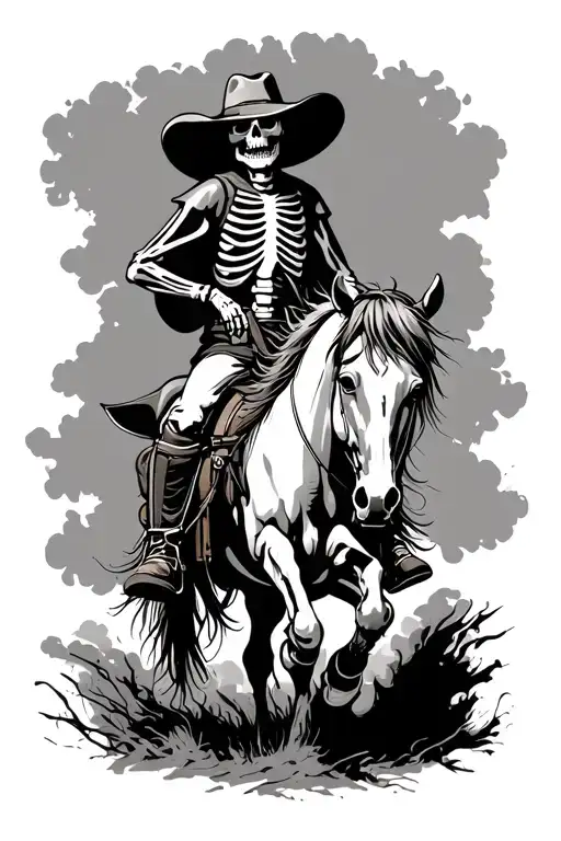 Skeleton Cowboy Riding Horse
