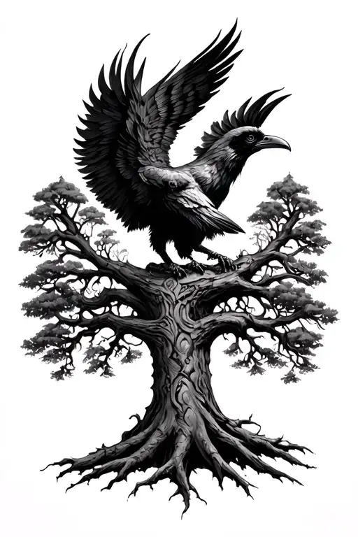 North Mythology With The Tree Yggdrasil Odins Raven To A Viking