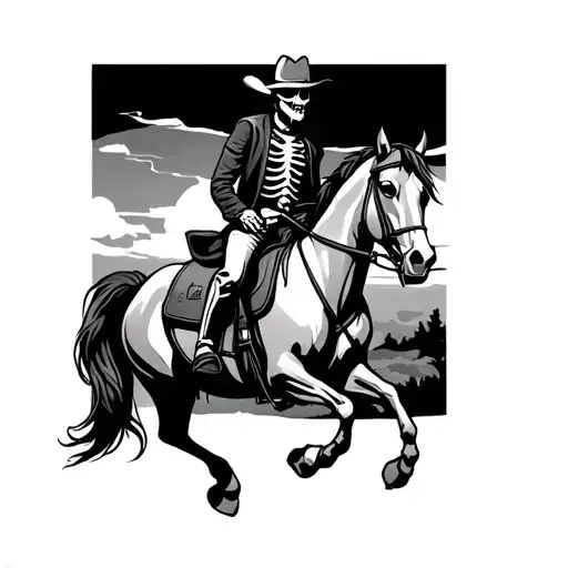 Skeleton Cowboy Riding Horse