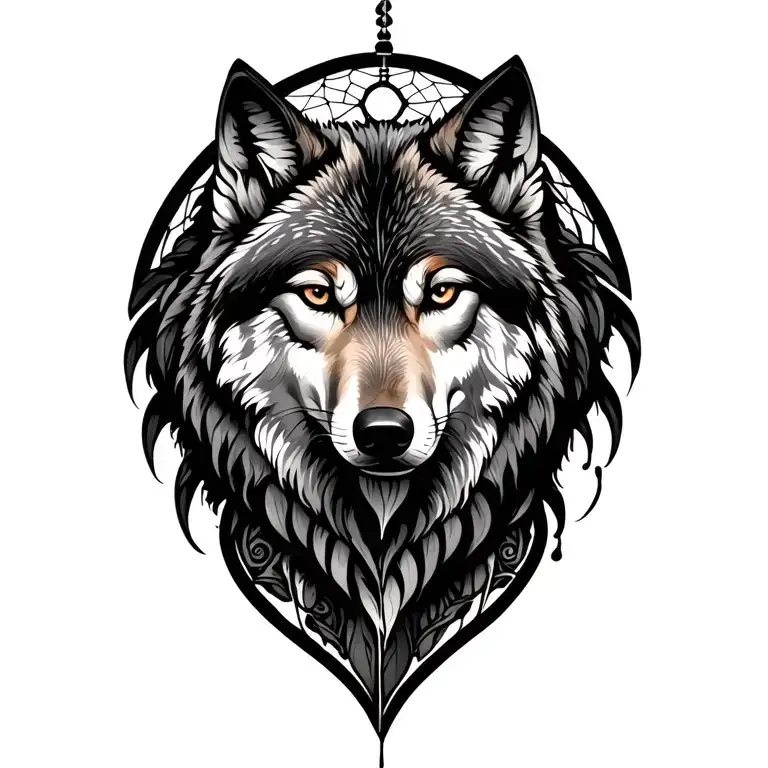 Wolf And Dream Catcher