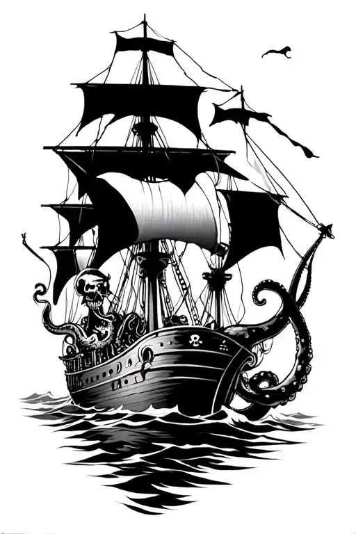 Octopus And Pirate Ship