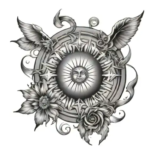 Gemini Zodiac Sign Tattoo With Center Sun