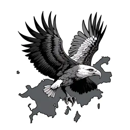 Tattoo Design With The Eagl From The Image And Outline The Map Of Island Of Hvar