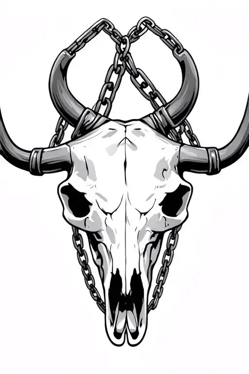 Bull Skull With Chains
