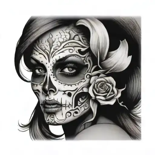 Half Skull Half Woman Face