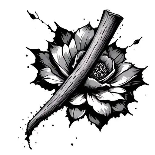 Broken Stick Small Tattoo Design