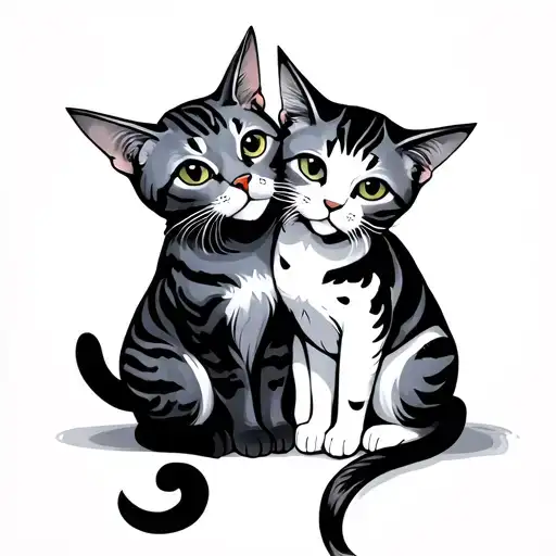 Two Cats Cuddling Couple Punk Rock Inspired