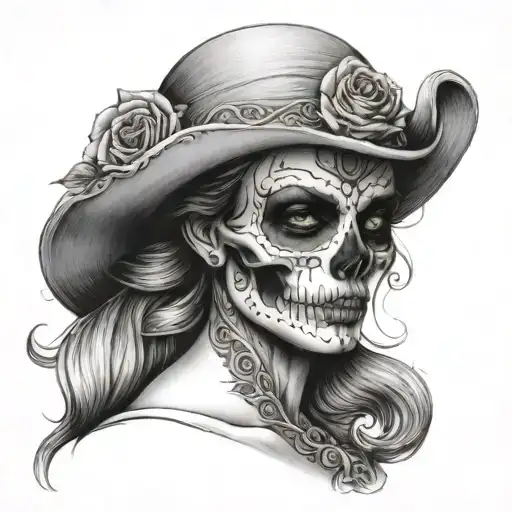 Half Skull Half Woman Face Morphing Skull