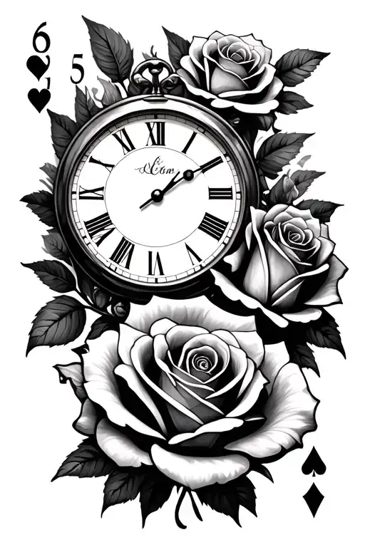 Few Cards Roses And A Clock