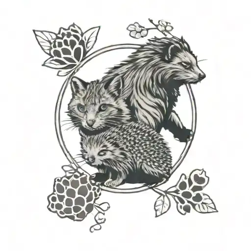 Cat And Hedgehog Paw Print