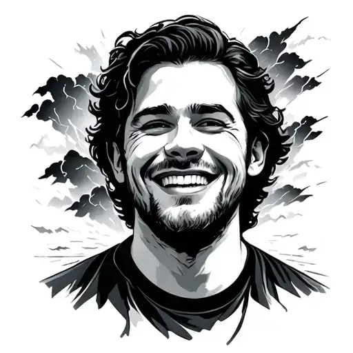 A Man Smiling In A Thunderstorm