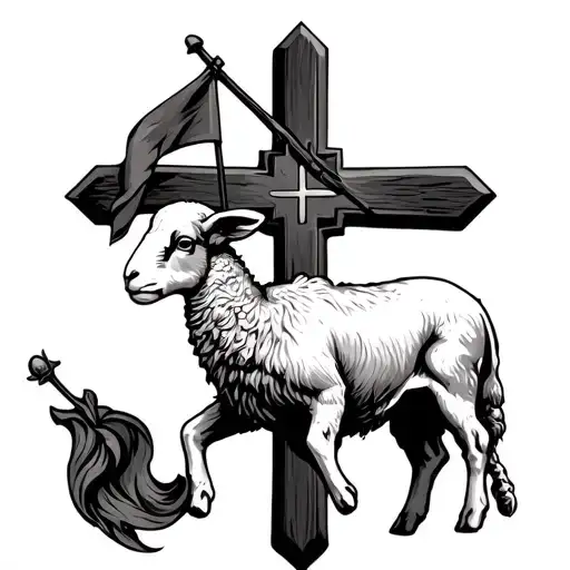 Agnus Dei A Lamb With A Flag And A Cross
