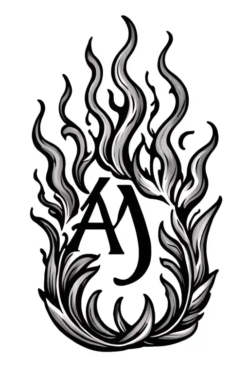Aj Initials With Some Cute Simple Swirls Like Lively Flames Above It And Below It Fine Line Style