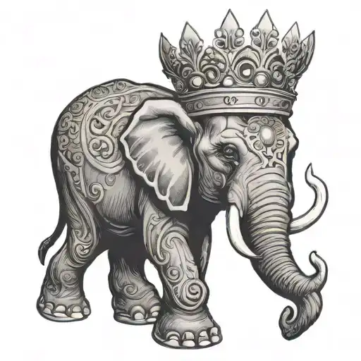 Angry Elephant With King Crown