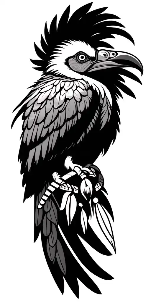 Mapuche Tribal Tattoo Featuring Andean Condor