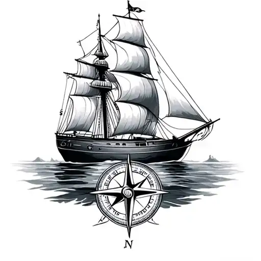 Compass And Sail Boat