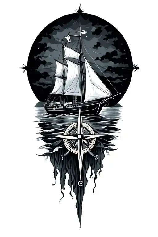 Compass And Sail Boat