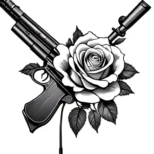 Sniper Gun And Rose