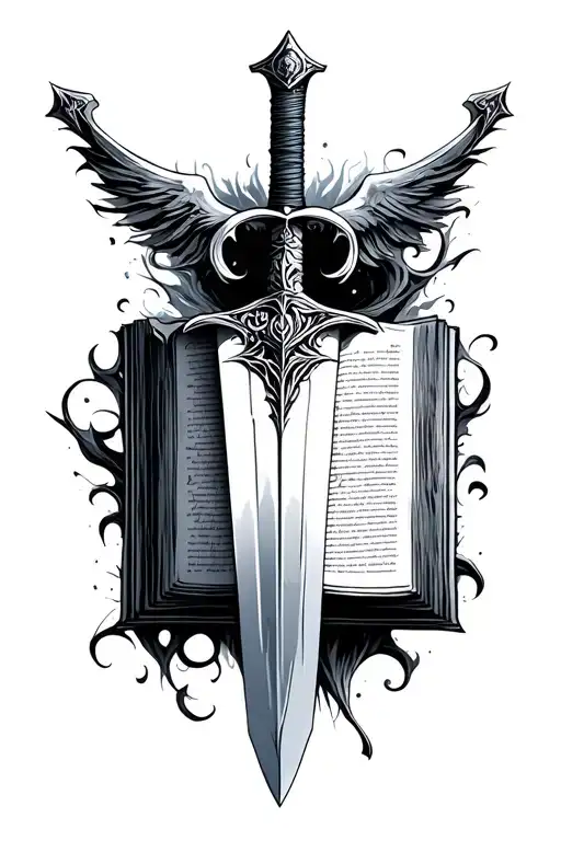 One Sword With Book On Middle