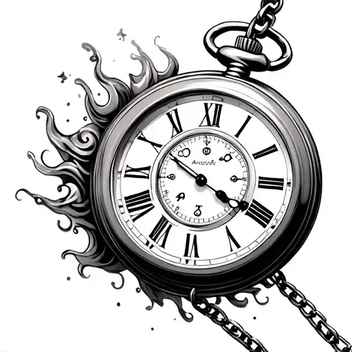 Pocket Watch With Chain Flowing Away