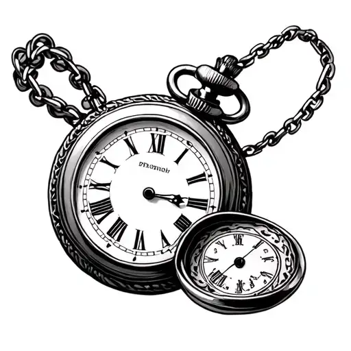 Old Style Pocket Watch With Chain